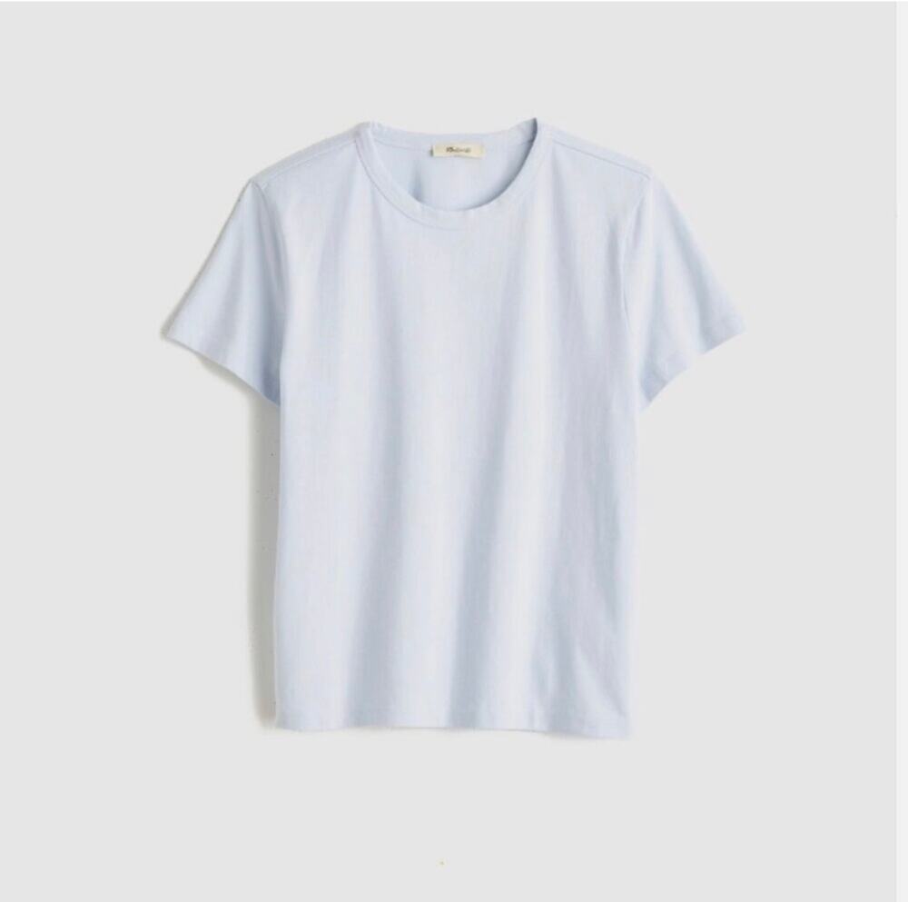 NWT Madewell The Perfect Crewneck Tee In Allday Jersey Soft Blue Size Small